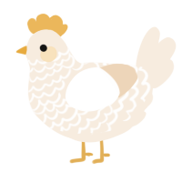 A cream chicken with a lace pattern