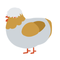 A mist and gold chicken with a head pattern