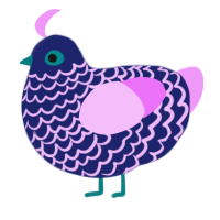 A navy and lavender chicken with a lace pattern