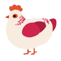 A cream and crimson chicken with a neck-band pattern