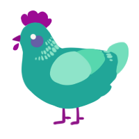 A turquoise and mint chicken with a neck-band pattern