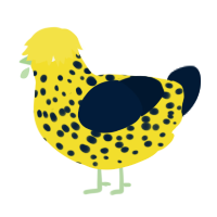 Apple Banana, a yellow and tumblr chicken with a speckle pattern