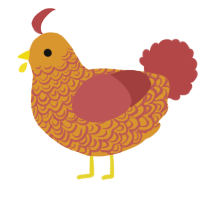 A orange and red chicken with a double-lace pattern