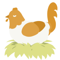 A white and orange chicken with a head pattern