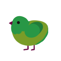 Deuxmalacath, a chartreuse and viridian chicken with a head pattern