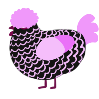 A black and lavender chicken with a lace pattern
