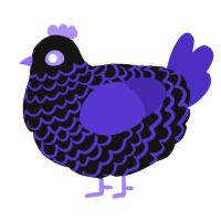 A black and indigo chicken with a lace pattern