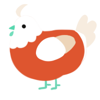 A vermilion and cream chicken with a head pattern