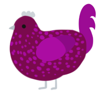 A wine and plum chicken with a speckle pattern