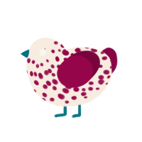 Peppermint Pox, a cream and maroon chicken with a speckle pattern