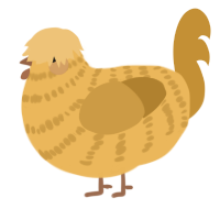 A honey and gold chicken with a bar pattern