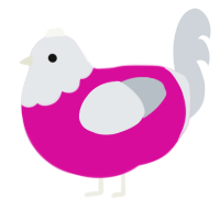 A fuchsia and mist chicken with a head pattern
