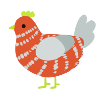A vermilion and silver chicken with a bar pattern