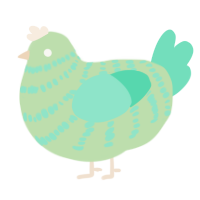 A gluppy and mint chicken with a bar pattern