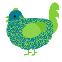A sea and grass chicken with a double-lace pattern