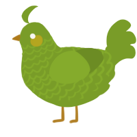 A chartreuse chicken with a lace pattern