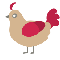 A beige and crimson chicken