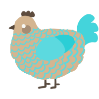 A beige and aqua chicken with a lace pattern