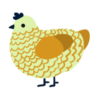 A apple and ochre chicken with a lace pattern