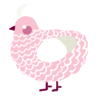 A rose and white chicken with a lace pattern