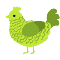 A lime and chartreuse chicken with a lace pattern