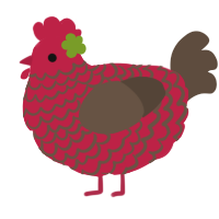 A crimson and bark chicken with a lace pattern