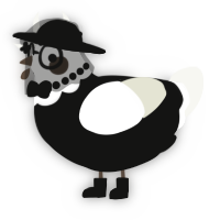 A black and white chicken with a head pattern