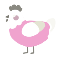 A pink and white chicken with a head pattern