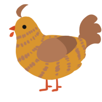 A orange and brown chicken with a bar pattern