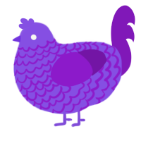 A blurple and violet chicken with a lace pattern