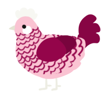 A rose and maroon chicken with a lace pattern