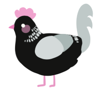 A black and silver chicken with a neck-band pattern