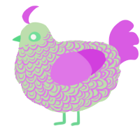 A gluppy and orchid chicken with a double-lace pattern