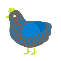 A grey and sapphire chicken with a lace pattern