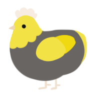 A grey and yellow chicken with a head pattern