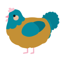 A gold and sea chicken with a head pattern