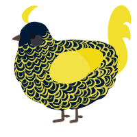 A tumblr and yellow chicken with a double-lace pattern