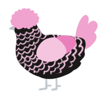 A sable and pink chicken with a lace pattern
