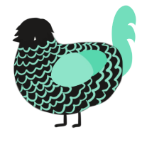A sable and mint chicken with a lace pattern