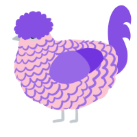 A rose and blurple chicken with a lace pattern