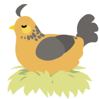 A honey and grey chicken with a neck-speckle pattern