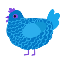 A sapphire and sky chicken with a lace pattern