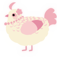 A cream and pink chicken with a half-lace pattern