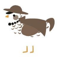 A cream and bark chicken with a half-lace pattern