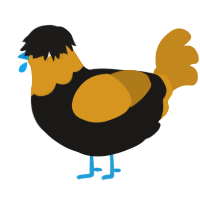 A sable and ochre chicken with a head pattern