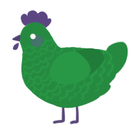 A viridian chicken with a lace pattern