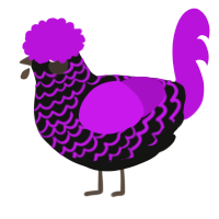 A black and amethyst chicken with a lace pattern