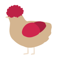 A beige and crimson chicken