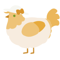 A cream and honey chicken with a head pattern