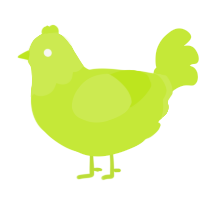 A lime chicken with a head pattern